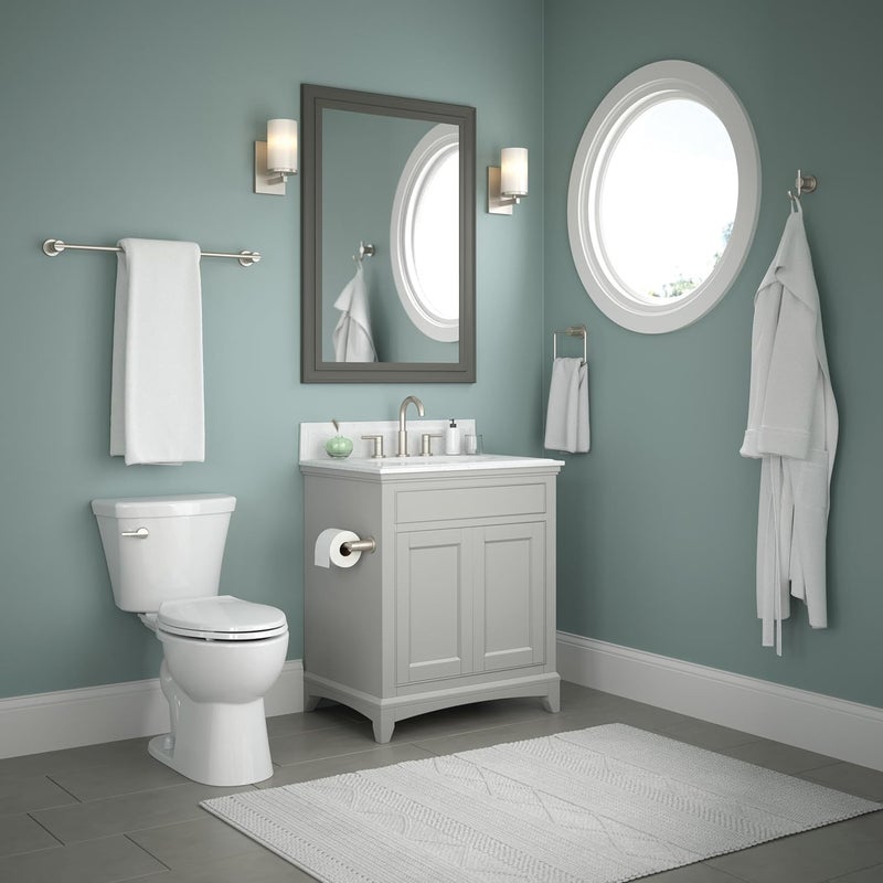 Delta FAUCET NIC64-DN Nicoli 4-Piece Bath Hardware Set 18 to 24 in. Towel Bar, Toilet Paper Holder, Towel Ring, Towel Hook in Brushed Nickel - Image 3